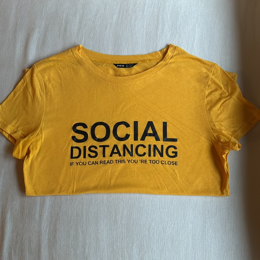 SHEIN yellow social distancing shirt